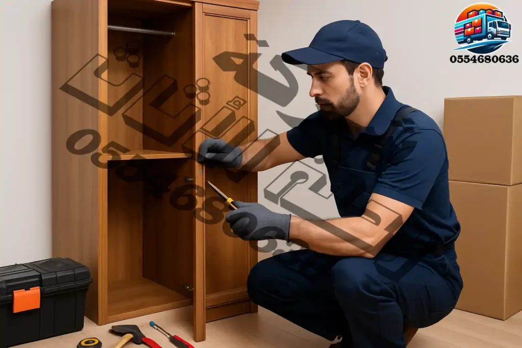 فني يقوم بفك الأثاث في شركة نقل عفش بالطائف